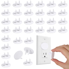 Rindion 65-pack white outlet covers provide discreet, childproofing protection for standard outlets.