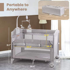 Rinnebbit adjustable-height bedside-sleeper fits different bed heights