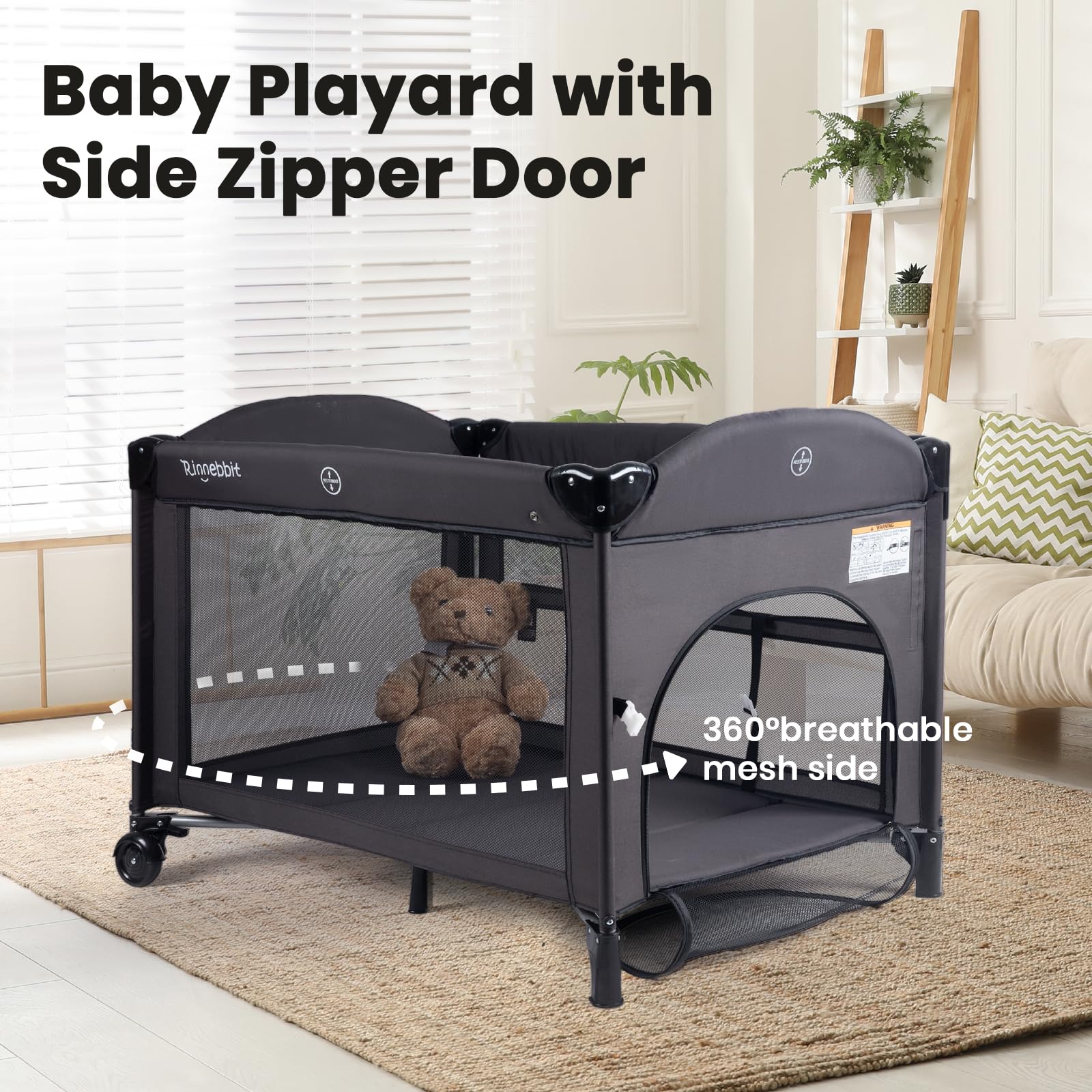 Rinnebbit bedside sleeper height adjust with secure bed attachment.