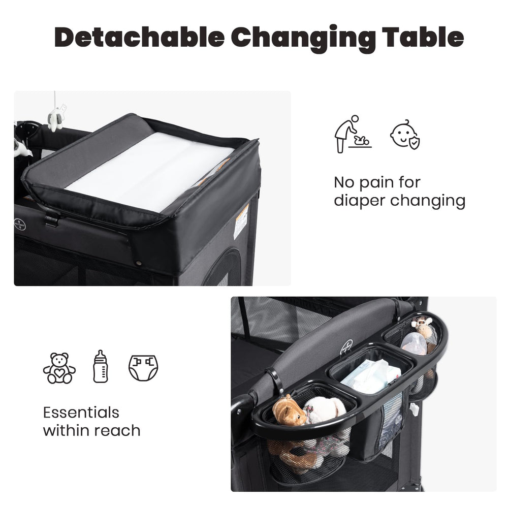 Rinnebbit diaper-changing basket keeps diapers and essentials neatly within reach.