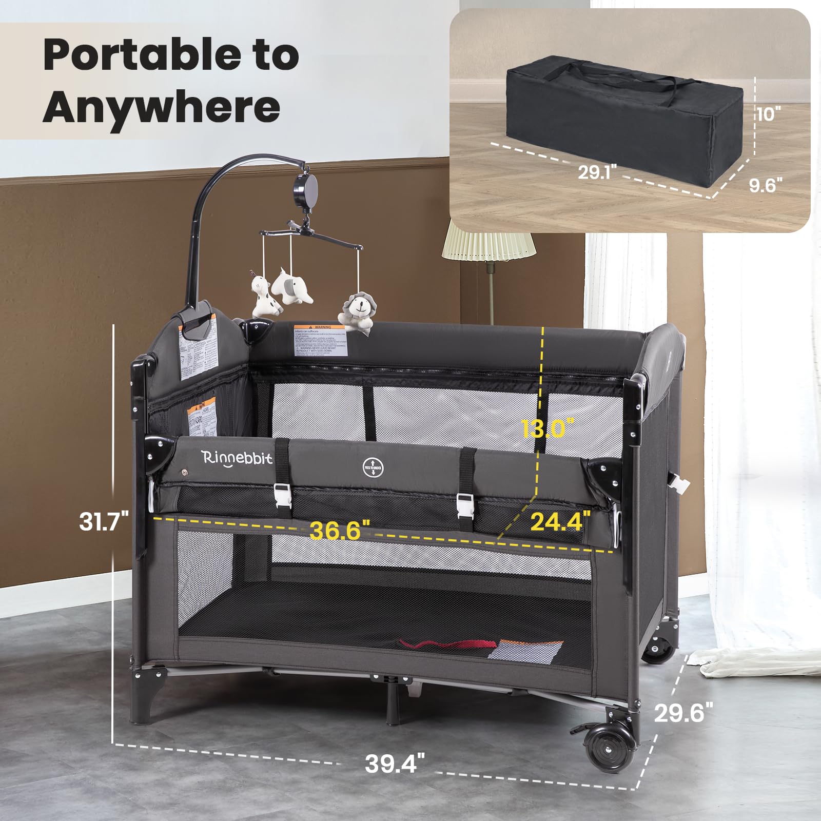 Rinnebbit sturdy stainless steel frame and 20mm mattress support peaceful sleep.