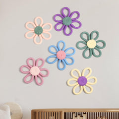 Ripeng boho daisy wall art in blue enhances nursery decor with vibrant charm