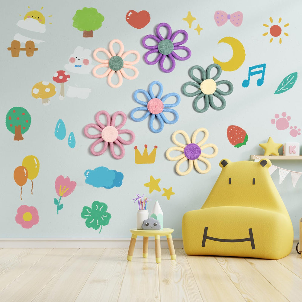 Ripeng boho daisy wall art in carnation creates warm nursery ambiance