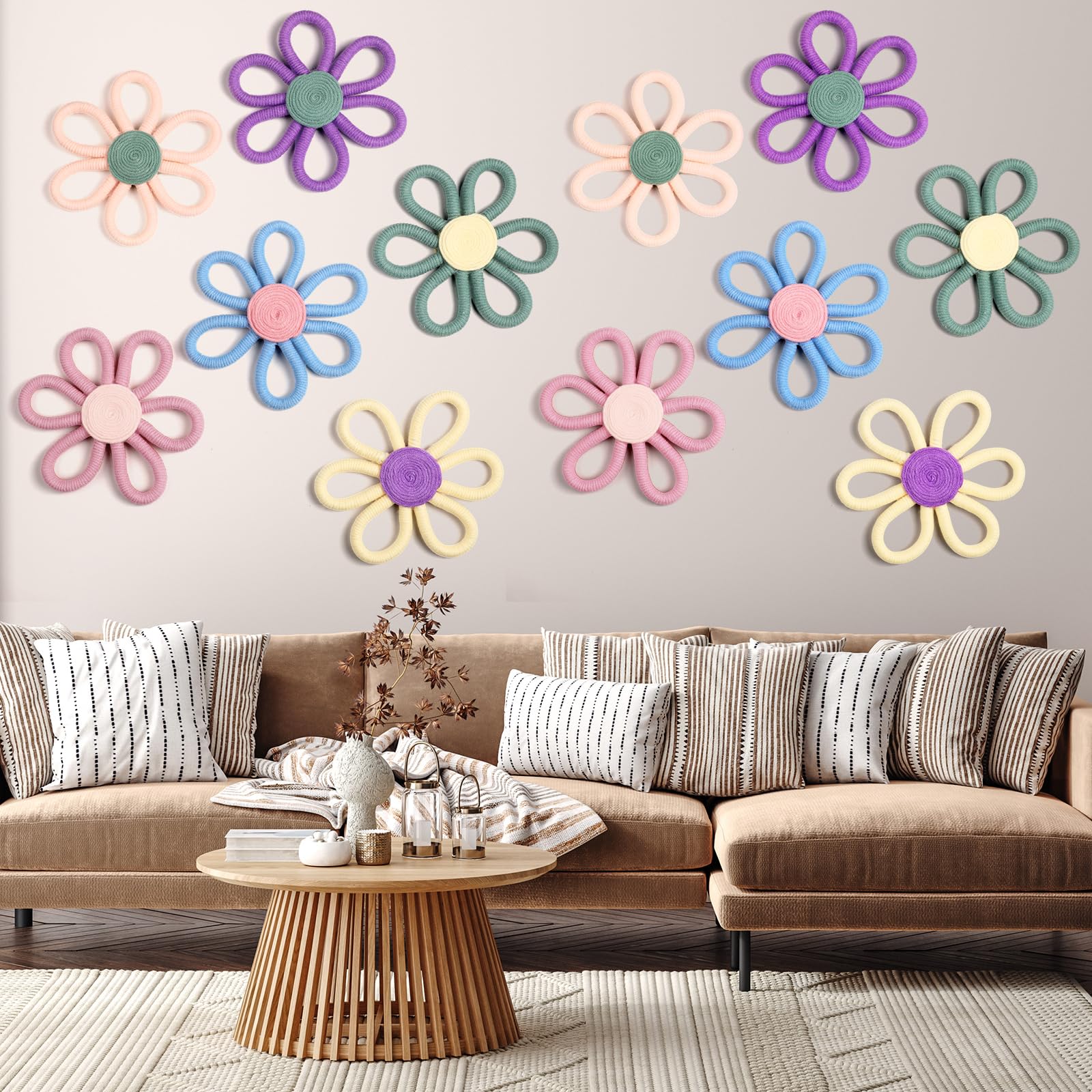 Ripeng boho daisy wall art in pink brightens playrooms with cheerful texture