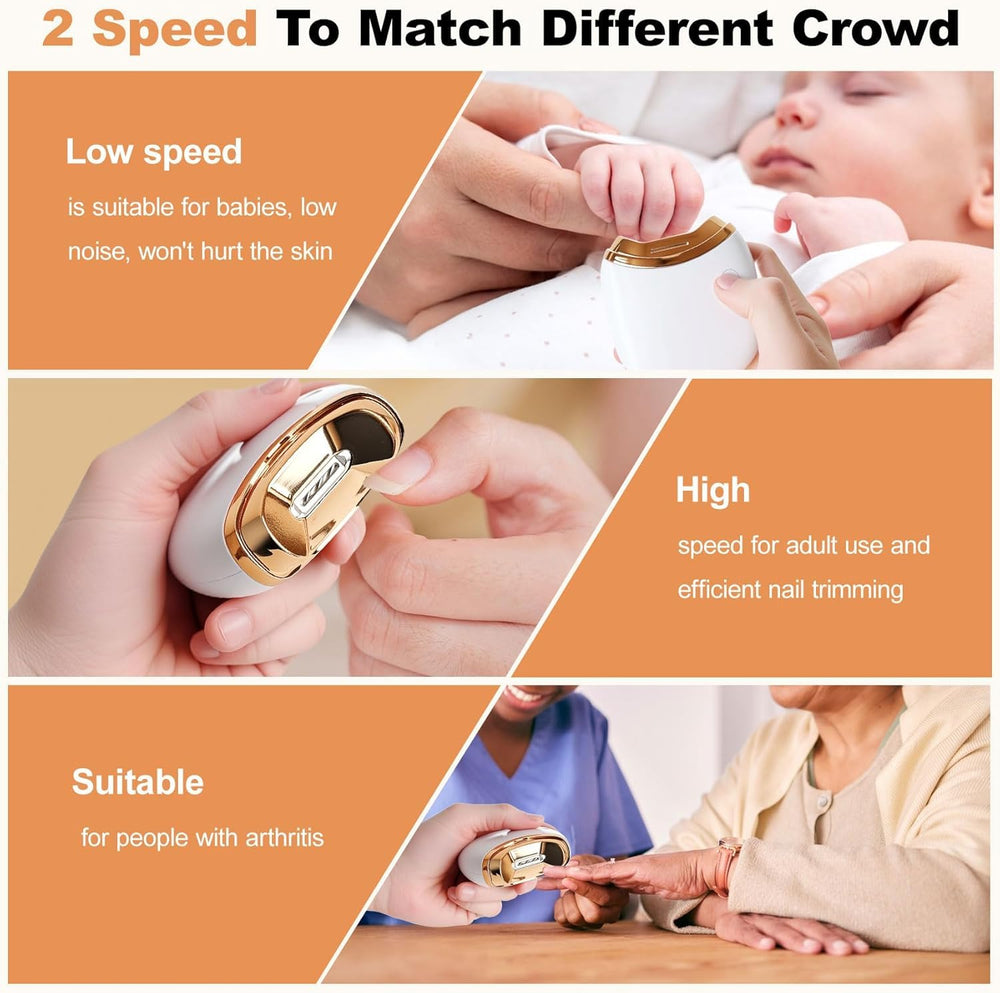 RIRC Electric Nail Clipper ergonomic handle provides comfortable grip during longer sessions.
