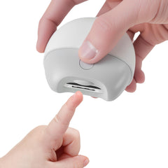 RIRC nail clipper debris storage in action for easy cleanup.