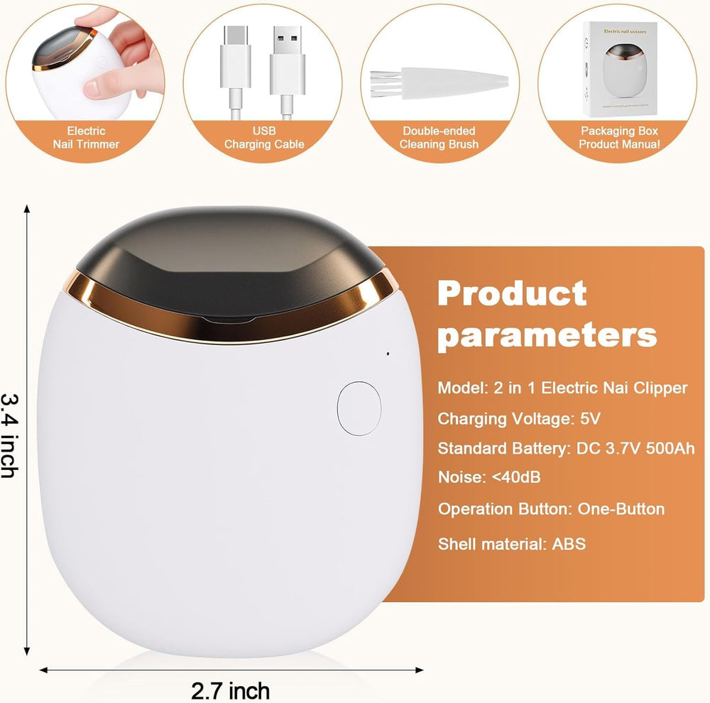 RIRC Electric Nail Clipper storage compartment keeps nail chips contained during use.