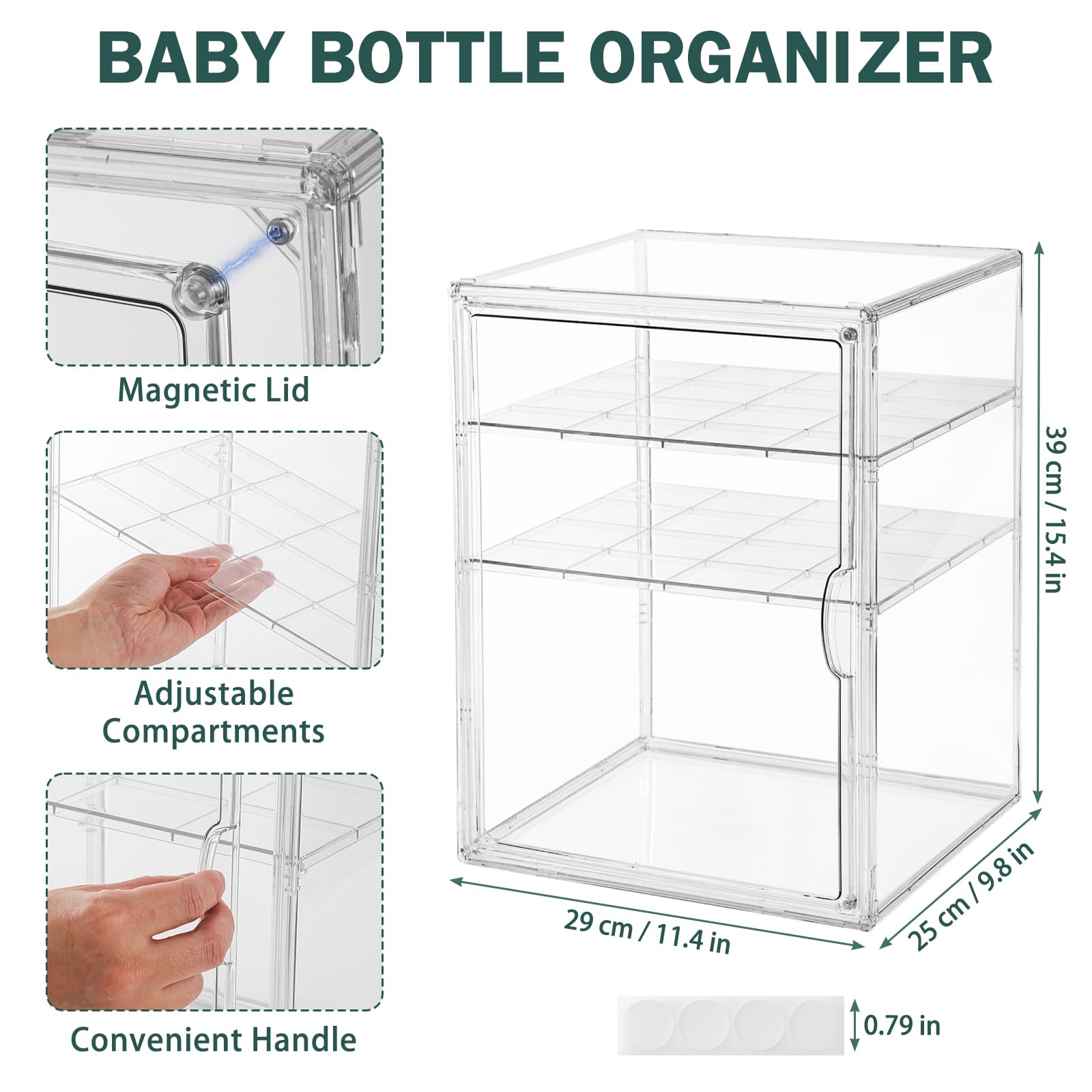 RISICULIS organizer features magnetic door for dust-free bottle storage.