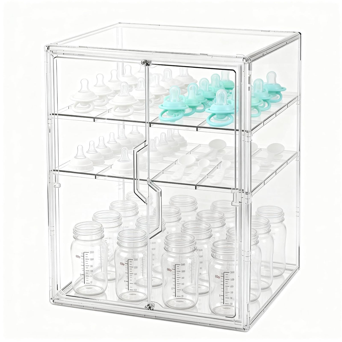 RISICULIS 3-tier bottle organizer on countertop stores newborn bottles and feeding parts
