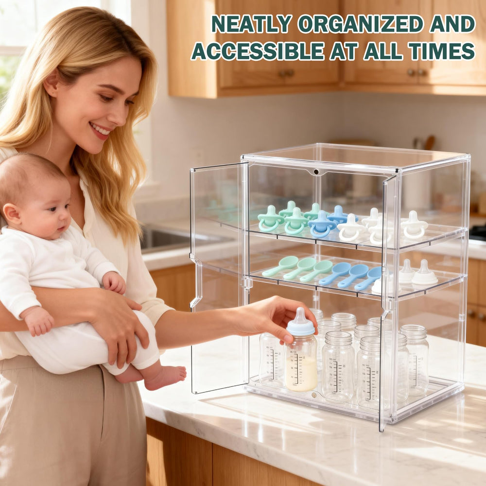 RISICULIS clear plastic bottle station keeps bottles visible and clean