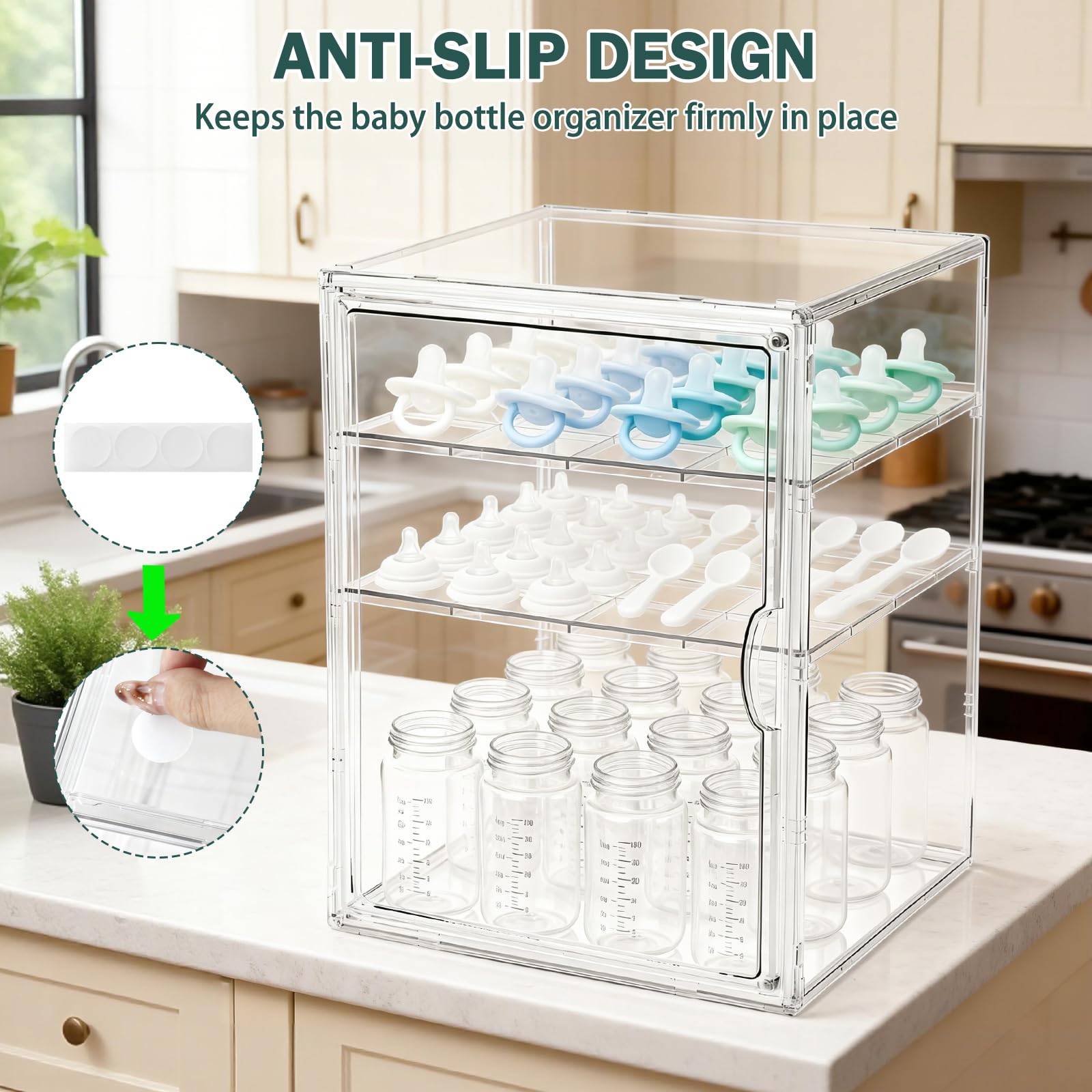 RISICULIS three-tier design fits on kitchen counters or bathroom vanity.