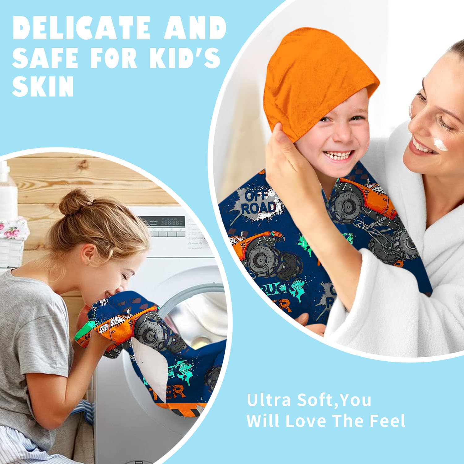 Ritiga soft absorbent kids towel; gentle touch on skin.