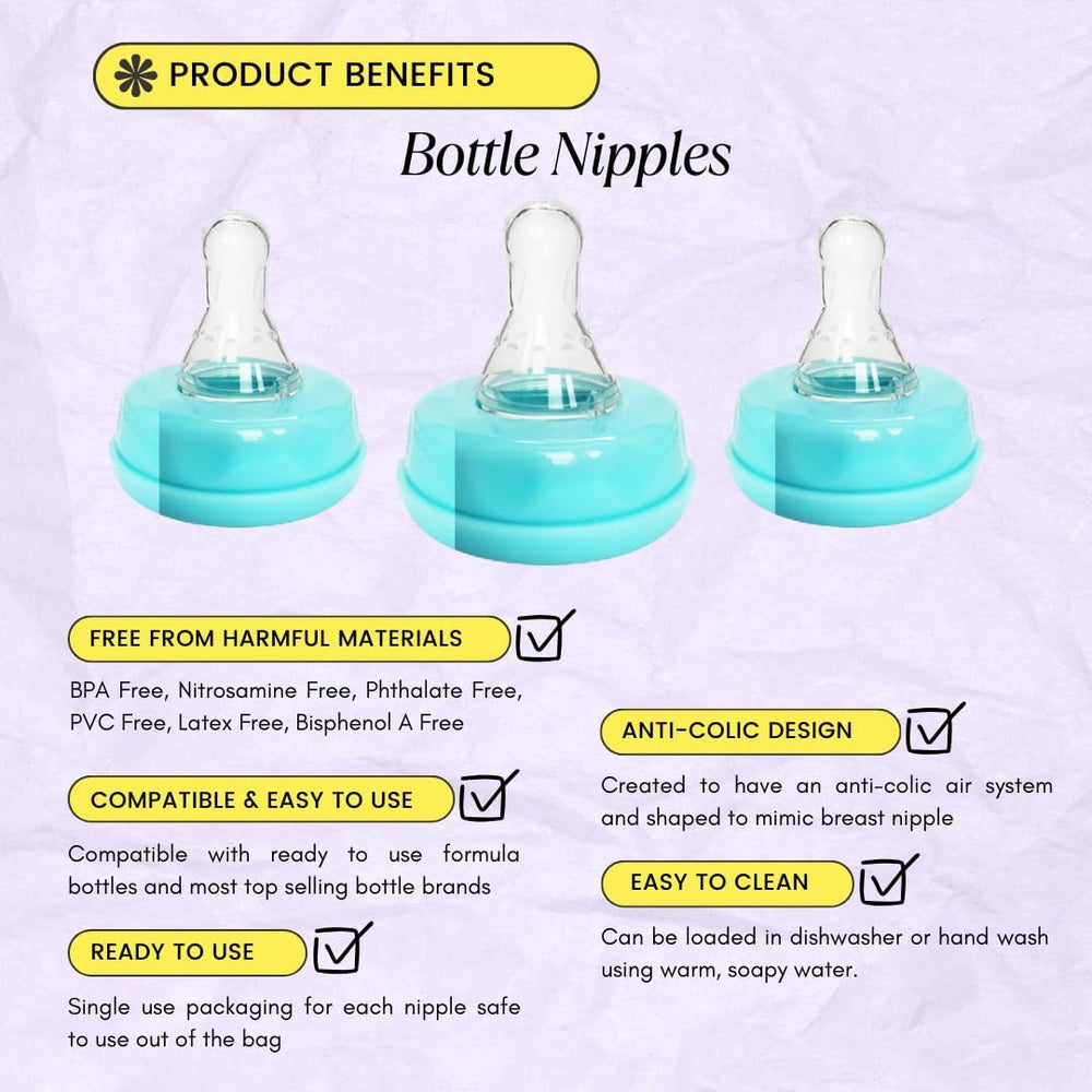 River Finn Organics BPA-free nipples ensure safe feeding sessions.