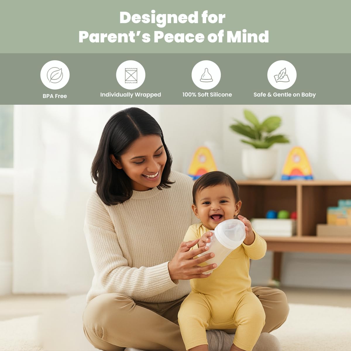 River Finn Organics medium flow nipple Flow 3 supports steady feeding pace.