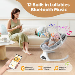 RIVIPLOU baby swing with 5 natural motions for gentle rocking.