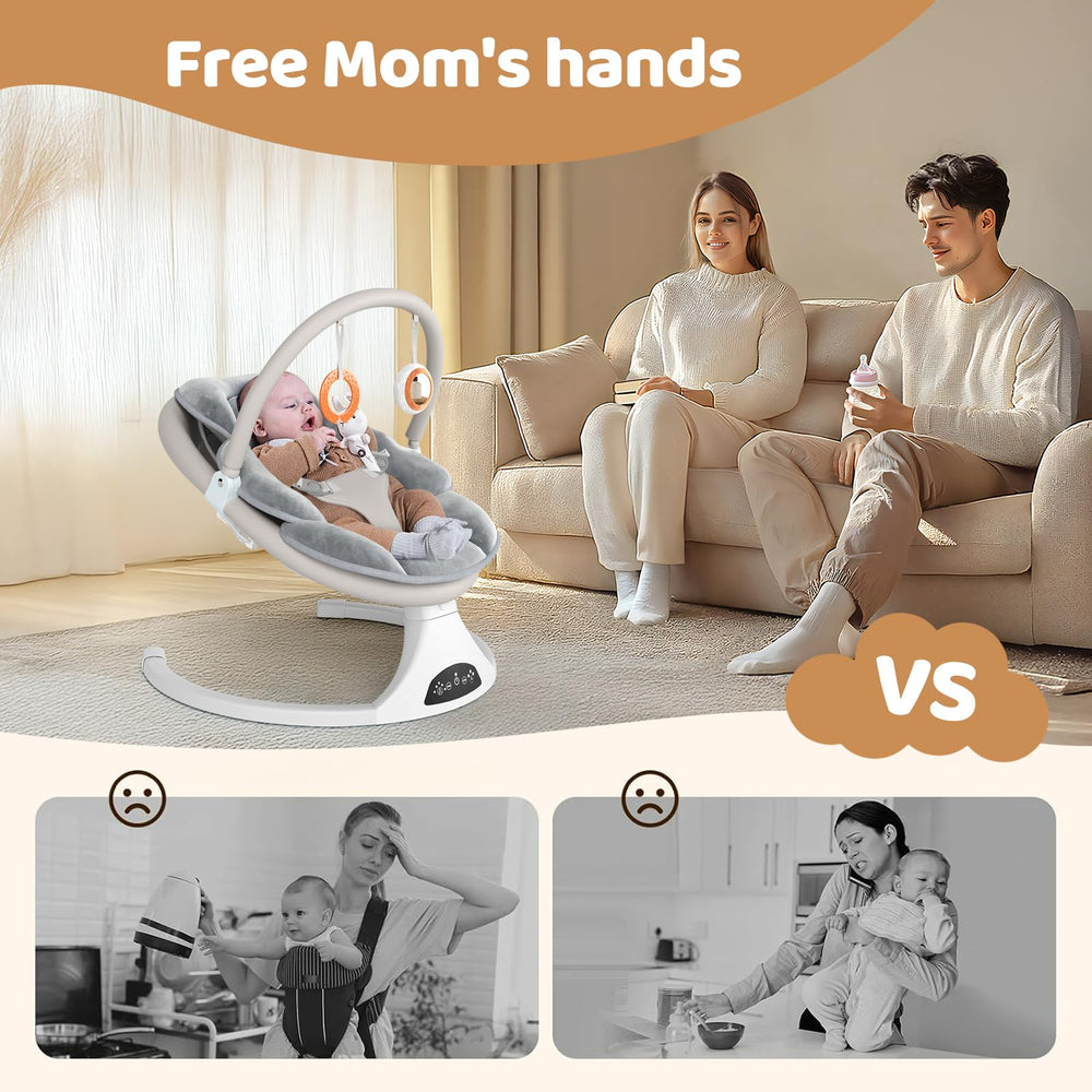 RIVIPLOU swing runs on battery or AC adapter for flexibility.
