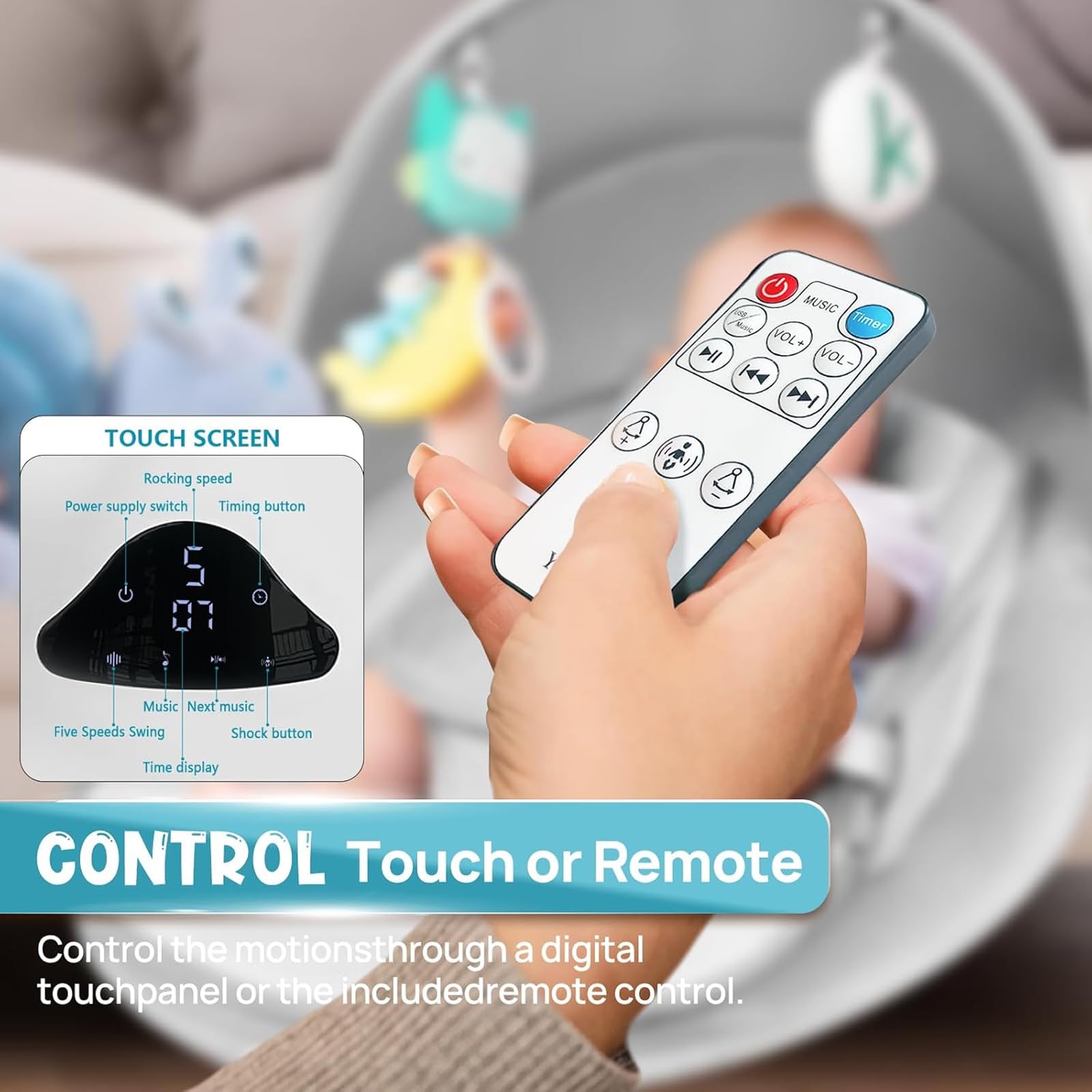 RIVIPLOU Bluetooth connectivity lets you play calming tunes