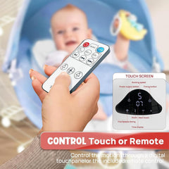 RIVIPLOU Smart Bluetooth baby swing breathable mesh seat keeps baby cool.