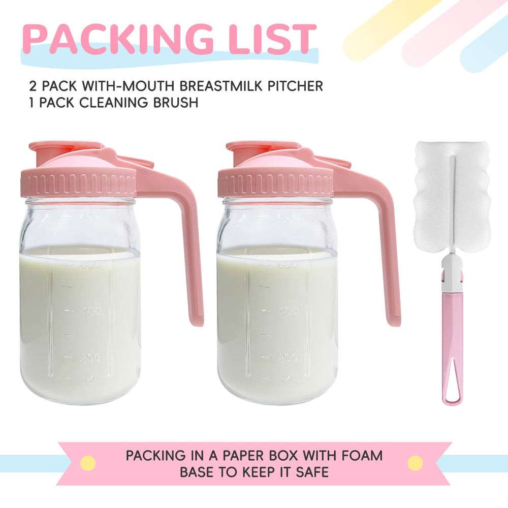 Riznpo wide-mouth glass pitcher 32oz for easy pouring.