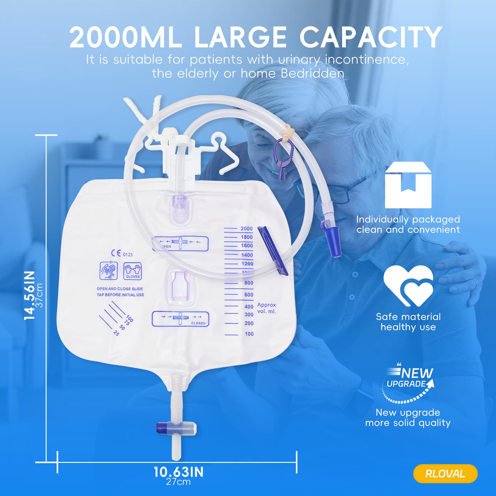 RLOVAL catheter bag kink-resistant 0.4 inch tubing prevents kinks.