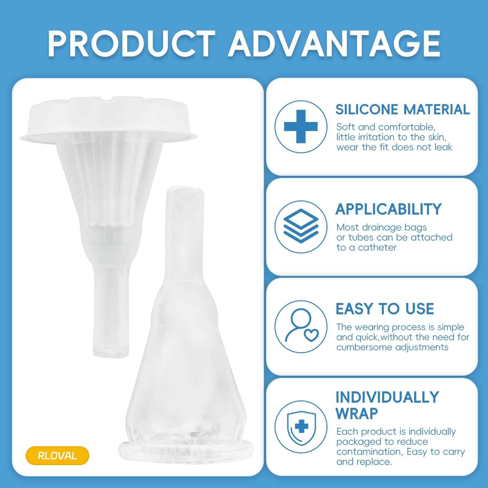 RLOVAL skin-friendly silicone catheter promotes gentle wear all day