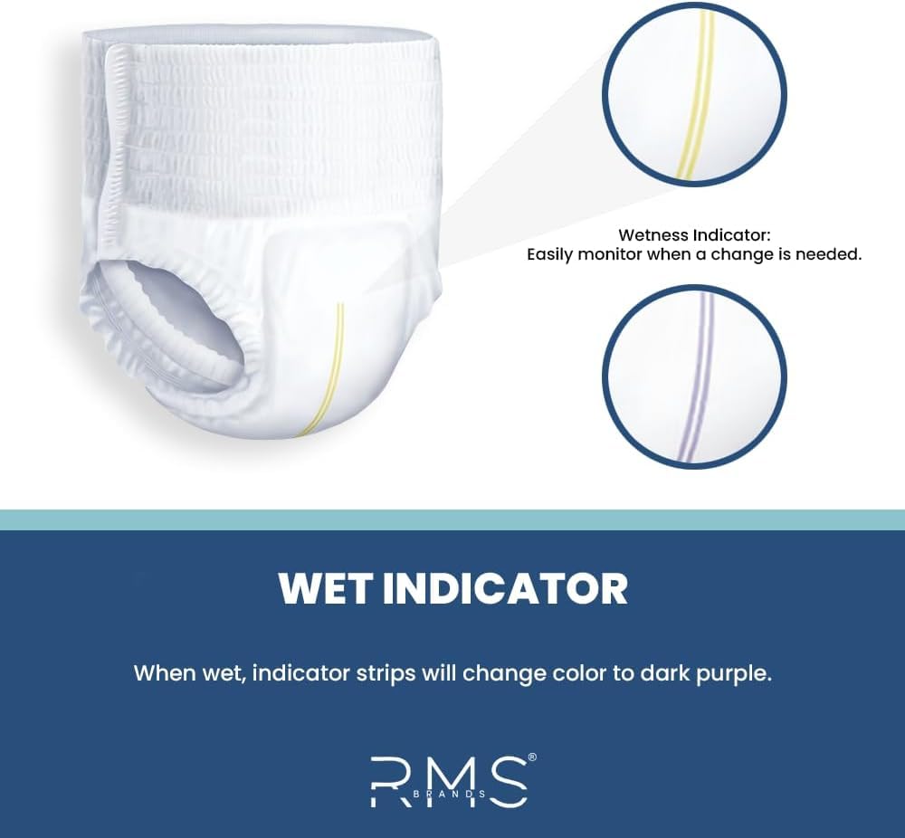 RMS Brands Comfort Wear pullups elastic waistband visual conveys secure all-day fit.