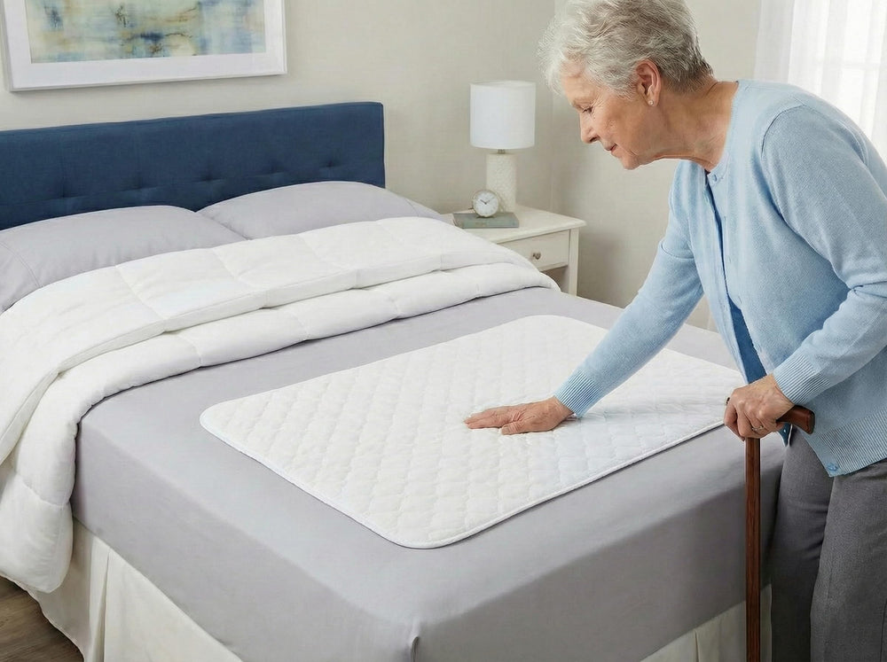 RMS Underpad waterproof barrier protects bedding from leaks.