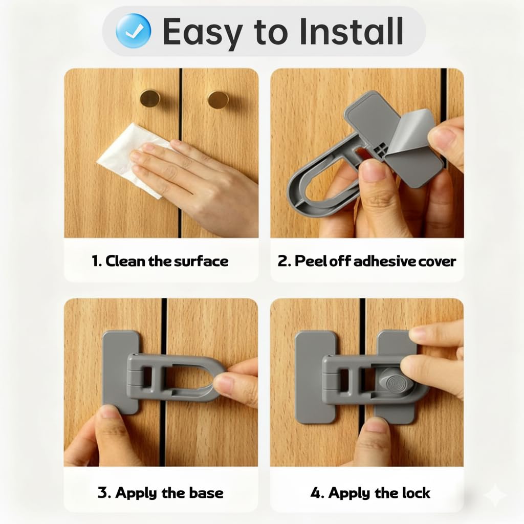 ROAESTKE cabinet door lock closeup demonstrates versatile protection for kitchens.