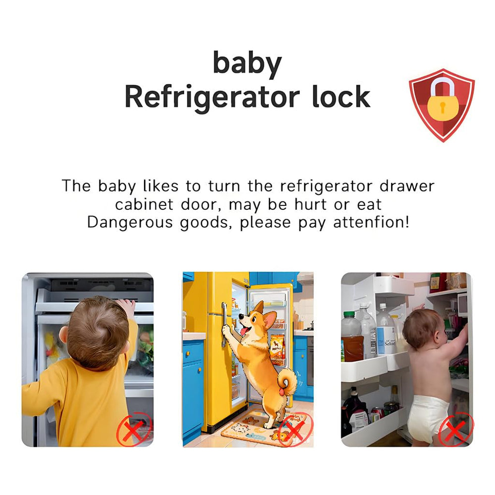ROAESTKE freezer lock closeup shows durable, long-lasting cabinet safety for freezers.