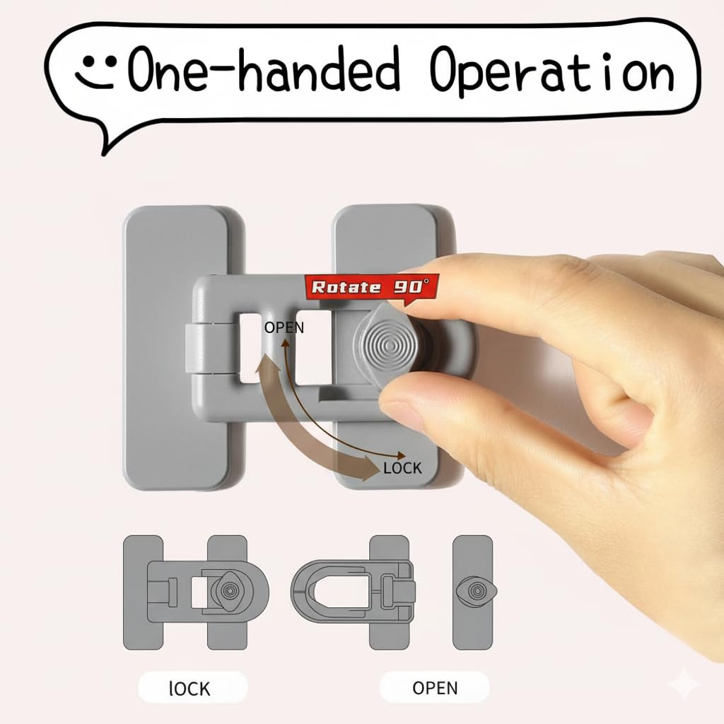 ROAESTKE oven door lock closeup illustrates secure, non-drilling safety for appliances.