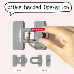 ROAESTKE oven door lock closeup illustrates secure, non-drilling safety for appliances.