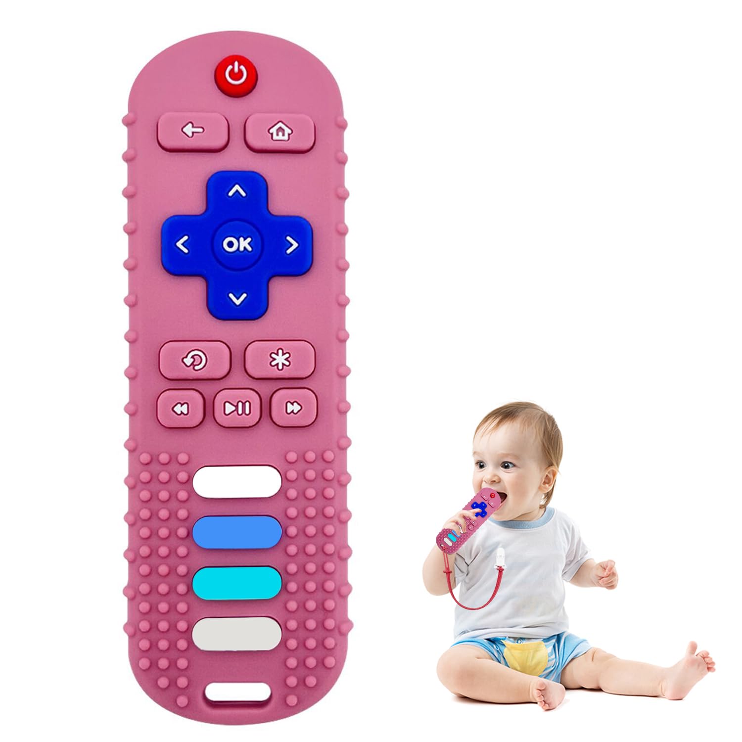 ROBBEAR remote-shaped silicone teether with easy grip for soothing gums