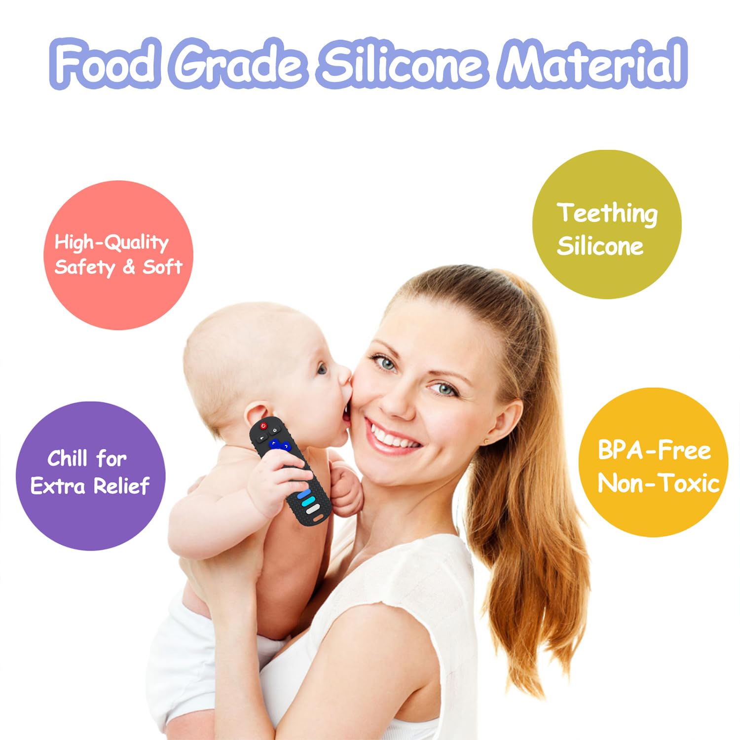 ROBBEAR baby teether silicone; soft textures soothe gums and entertain.