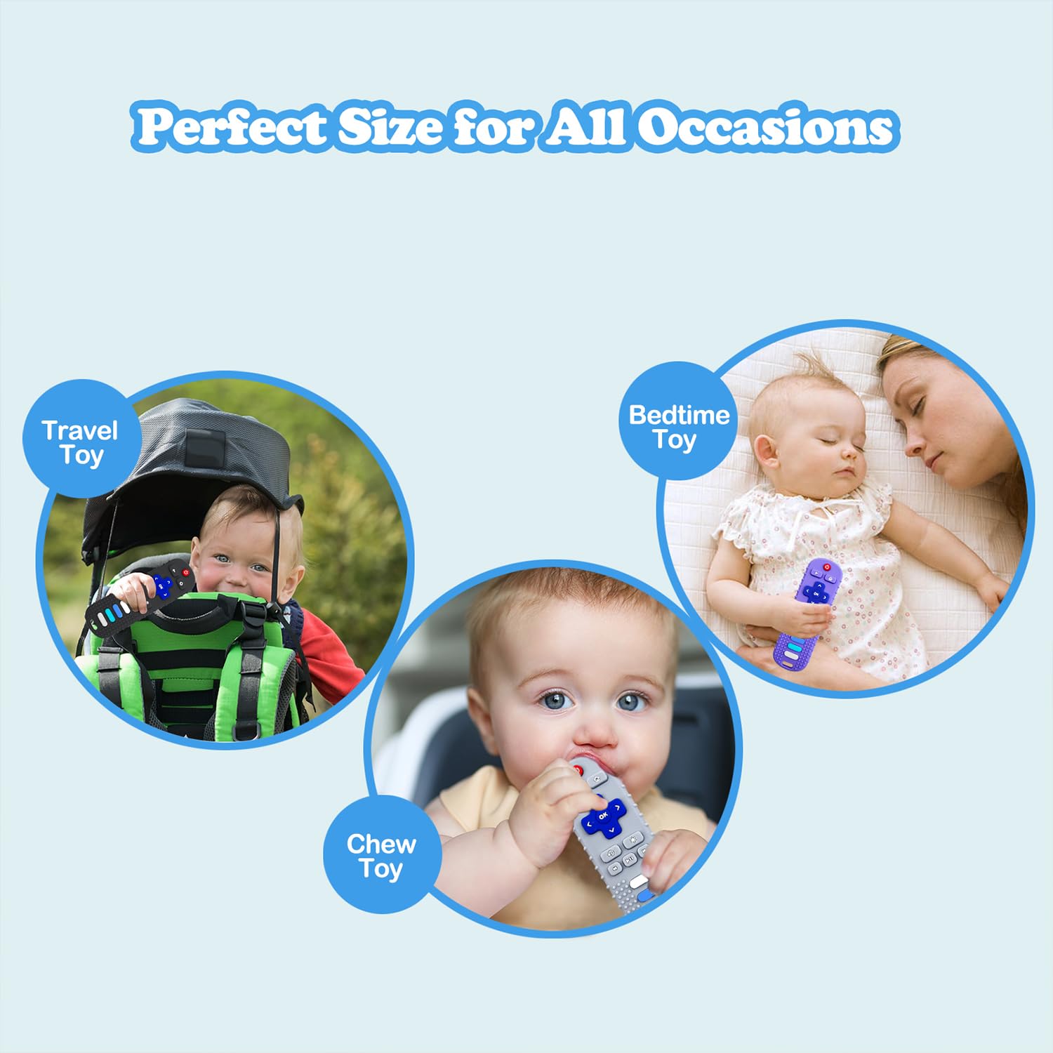 ROBBEAR remote teether soft silicone material gentle on gums