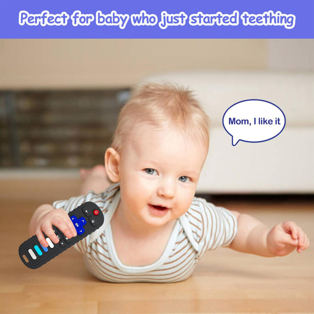 ROBBEAR teether with varied textures to massage gums.