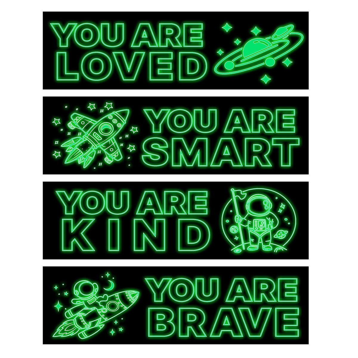 Robmoda astronaut wall sticker glows in the dark on a kids' bedroom wall for imaginative decor