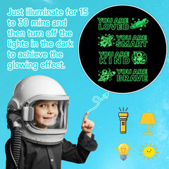Robmoda four-piece astronaut wall sticker set features removable vinyl for easy decorating