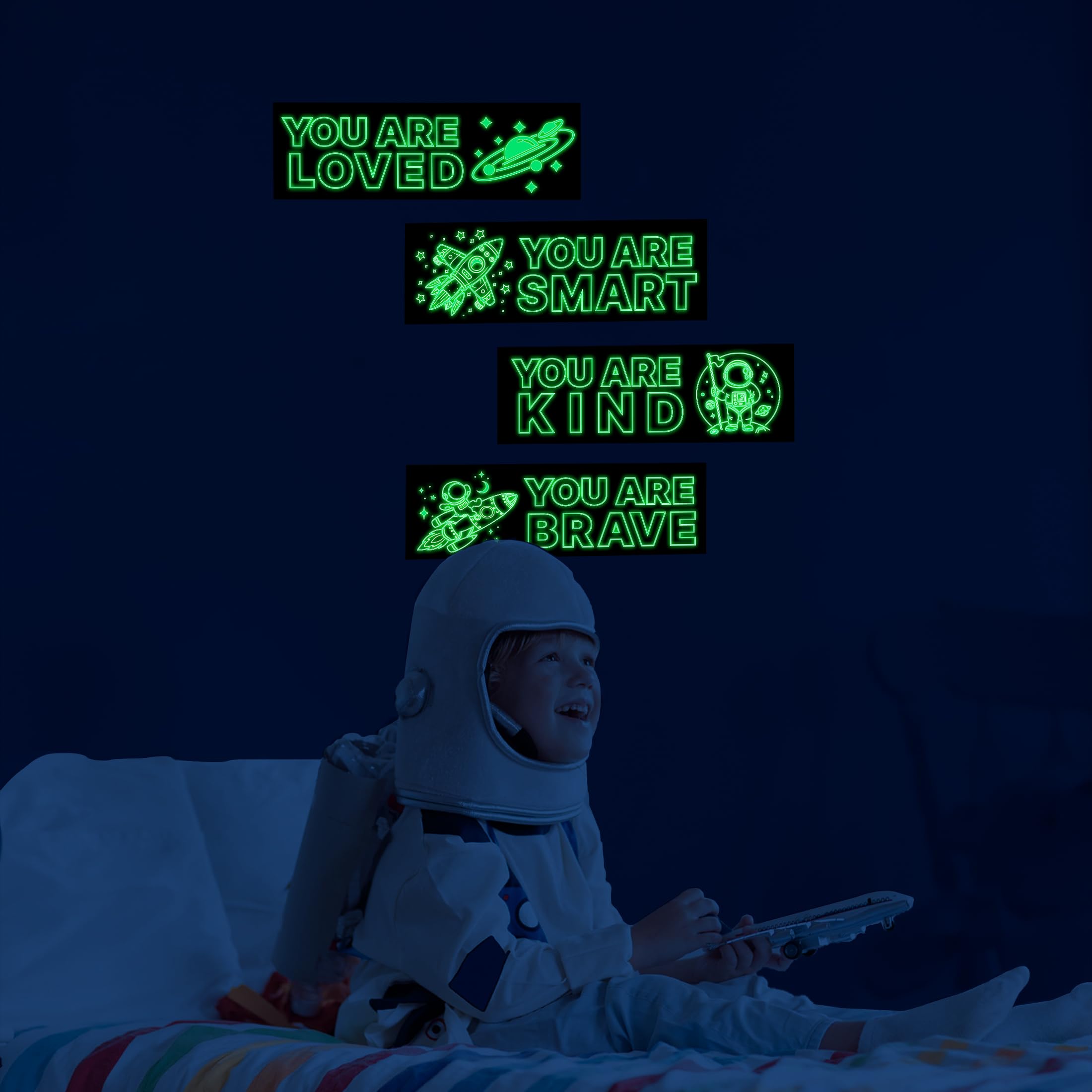 Robmoda glow-in-the-dark astronaut wall sticker kit ideal for bedrooms and playrooms