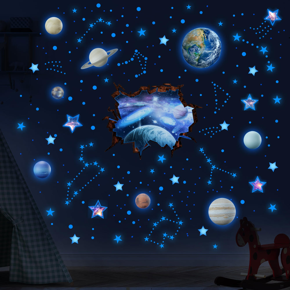 Robmoda earth planet decal adds a blue solar system focal point for early astronomy exploration.