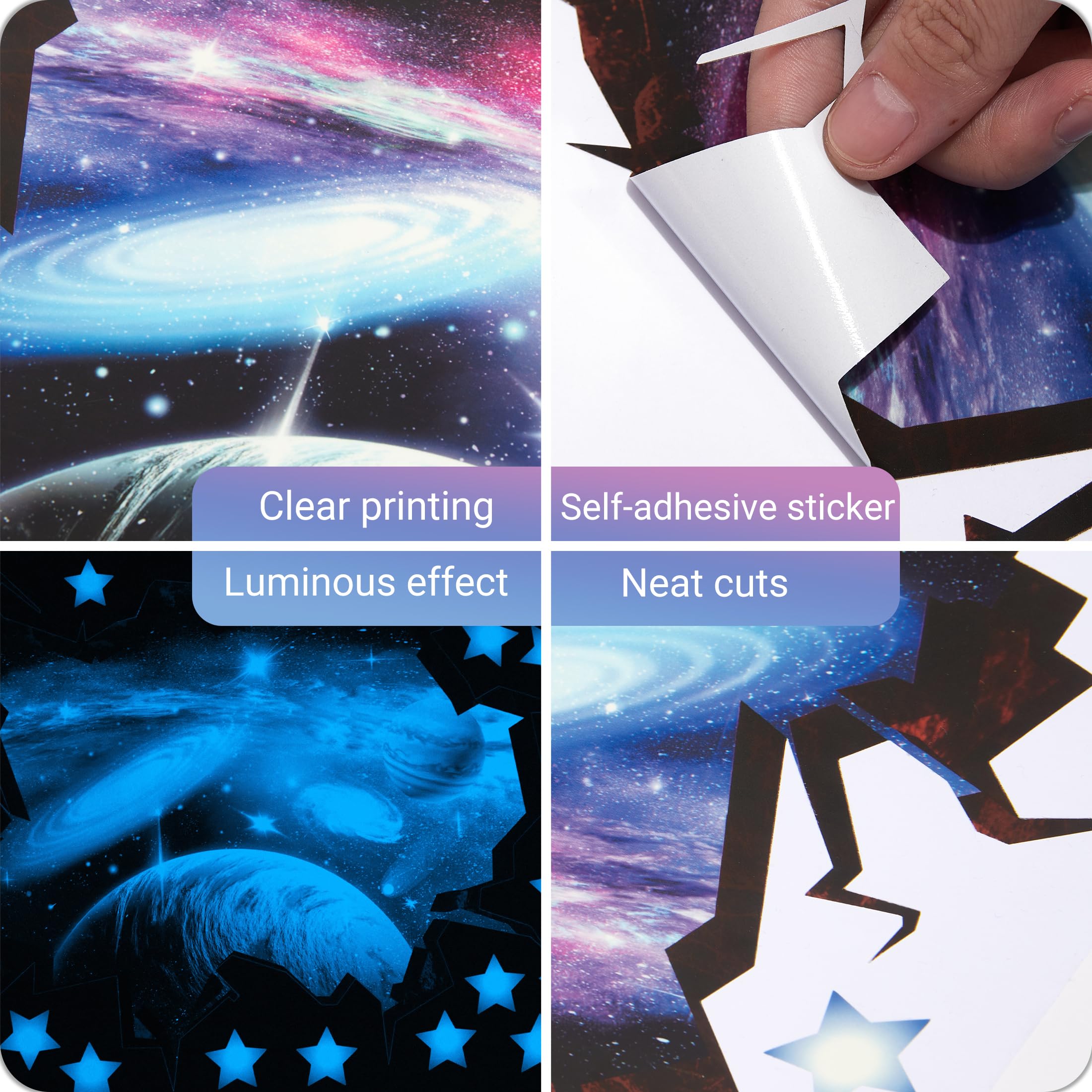 Robmoda easy-apply self-adhesive decals stick to smooth surfaces without mess.