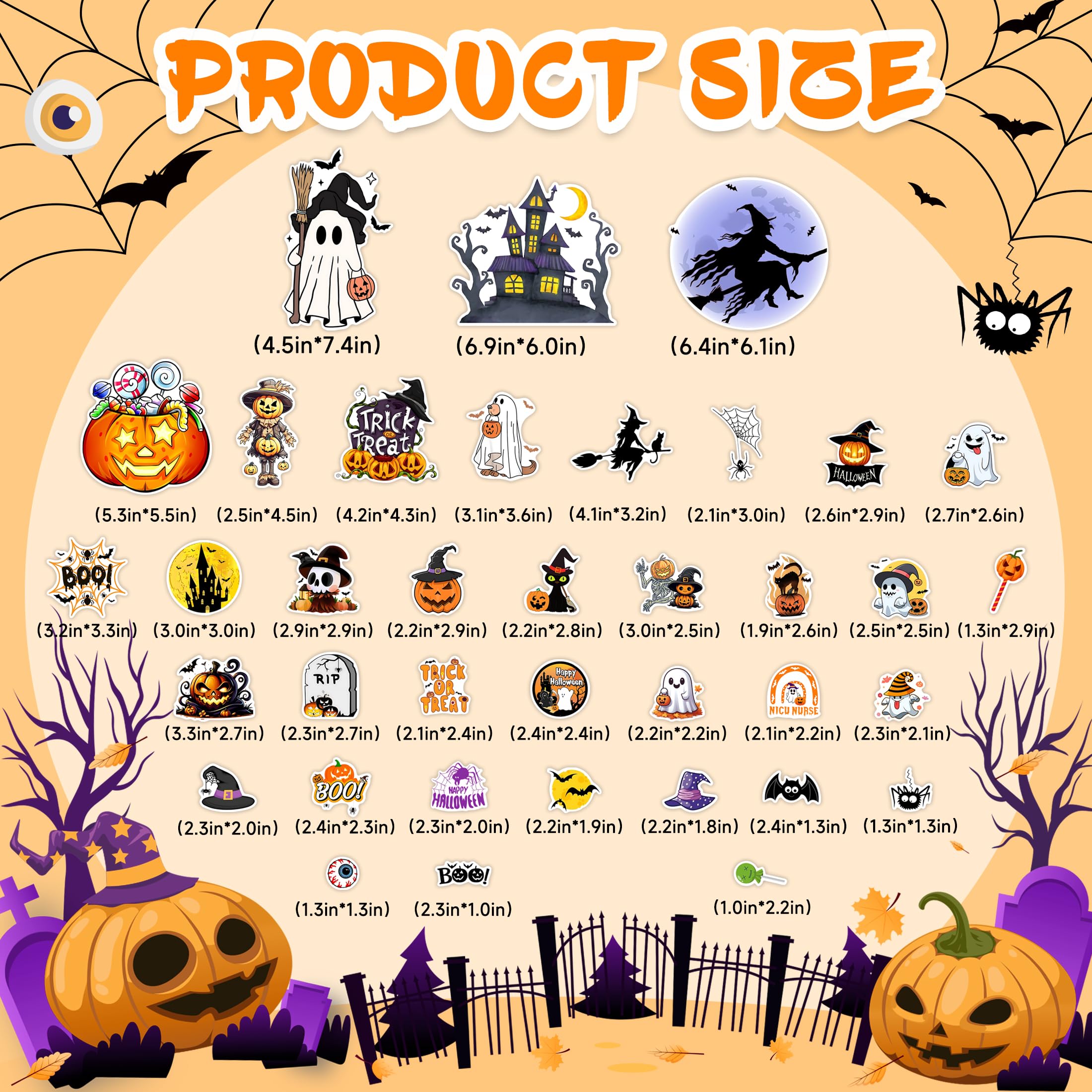 Robmoda four-sheet Halloween wall decor set offers versatile decorating options for bedrooms.