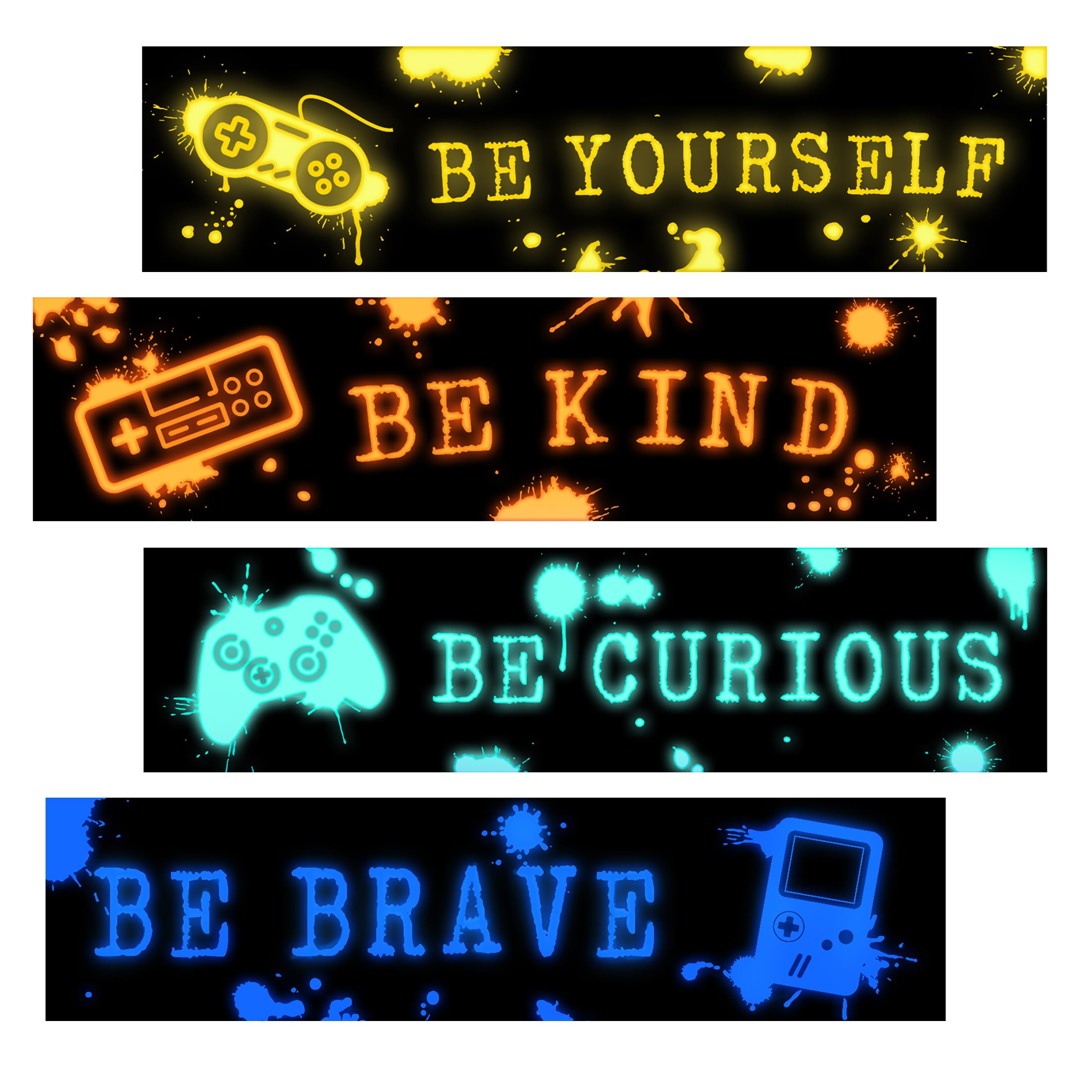 Robmoda game wall decal glow in the dark adds nighttime ambiance to a boys room.
