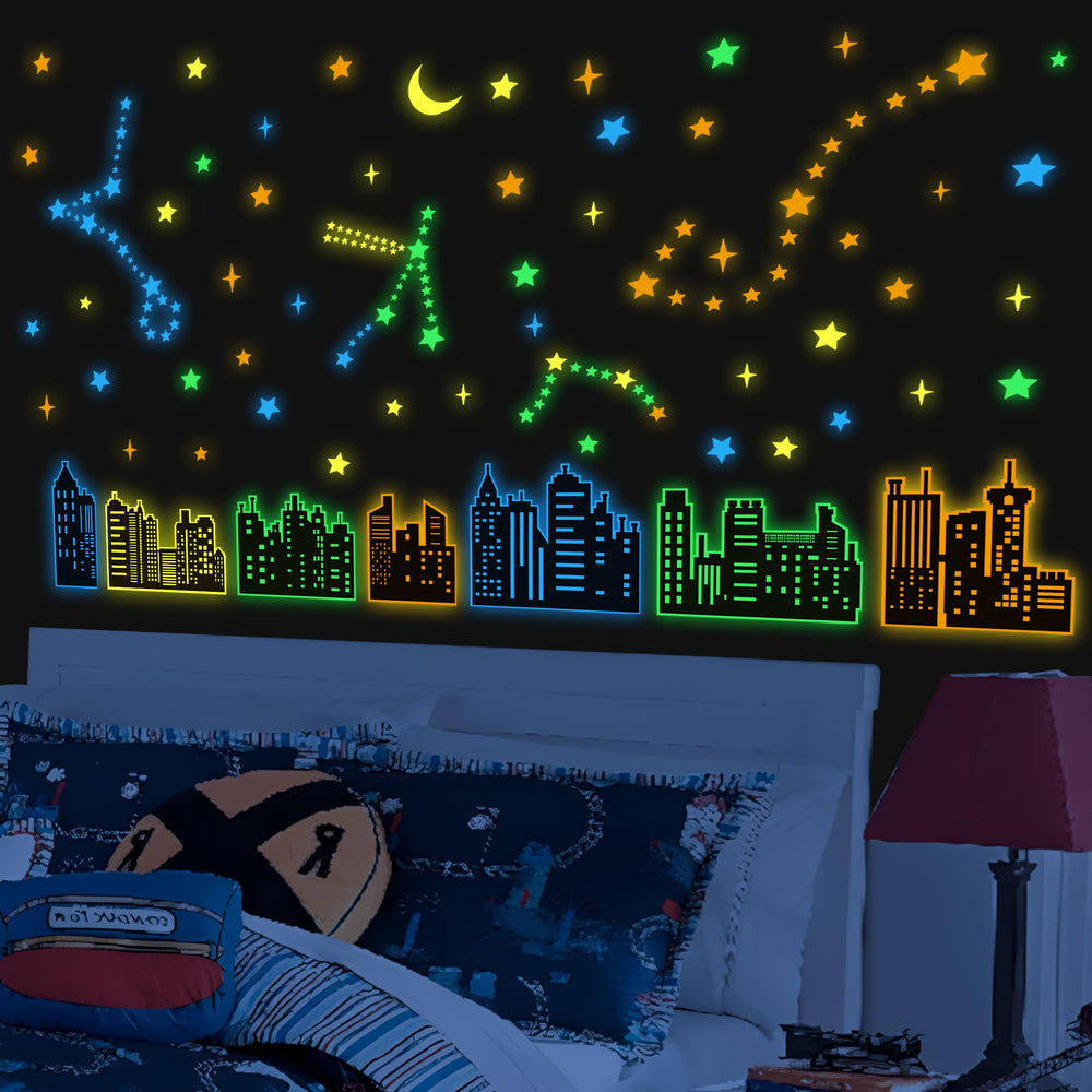 Robmoda glow city skyline 8-sheets 12x8 glows softly for night ambiance
