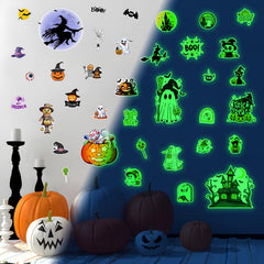 Robmoda glow-in-the-dark pumpkin-ghost combo wall sticker brightens walls safely with no residue.