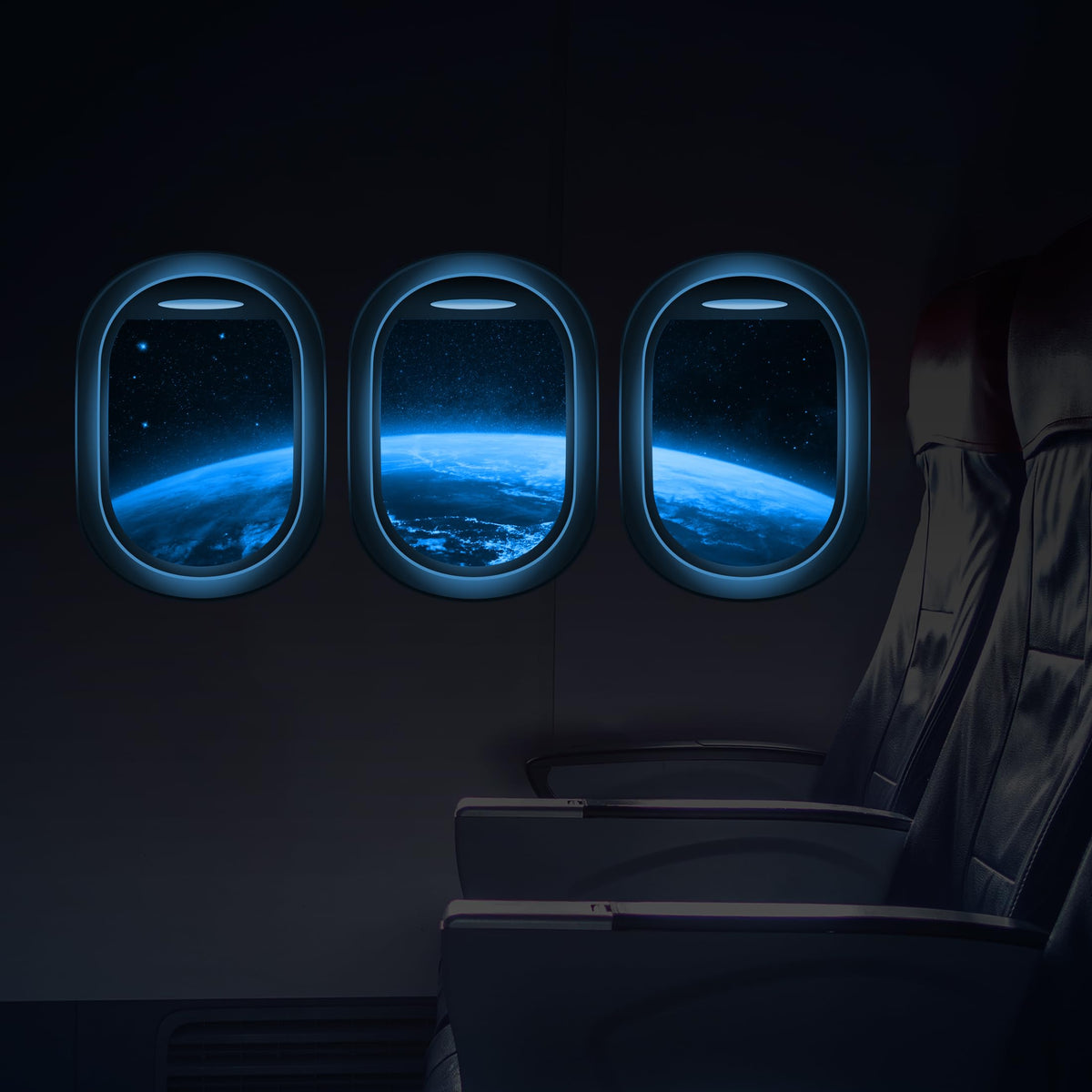 Robmoda glow-in-the-dark space decals illuminate walls after light exposure, perfect for kids' rooms.