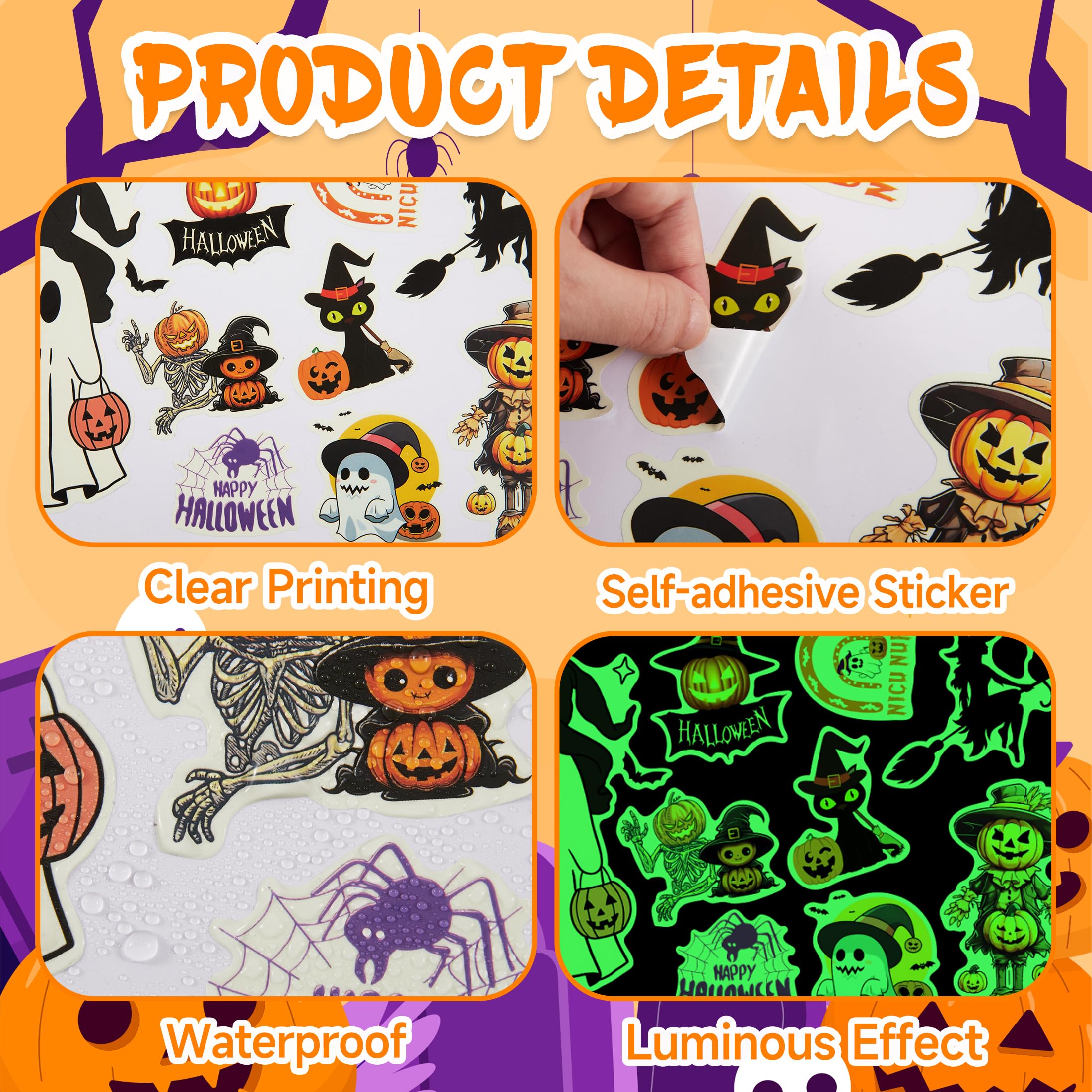 Robmoda kid-friendly Halloween decals are waterproof and fade-resistant for durable room decor.