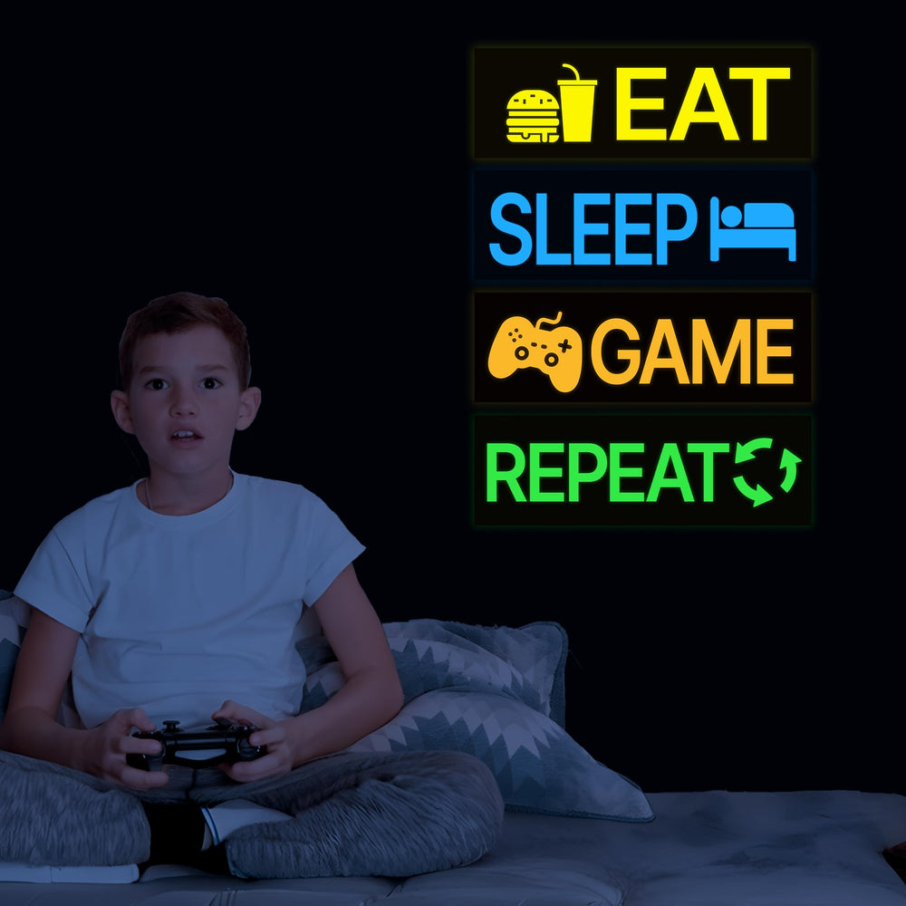 Robmoda neon game wall sticker Repeat reinforces the gaming theme in any room.