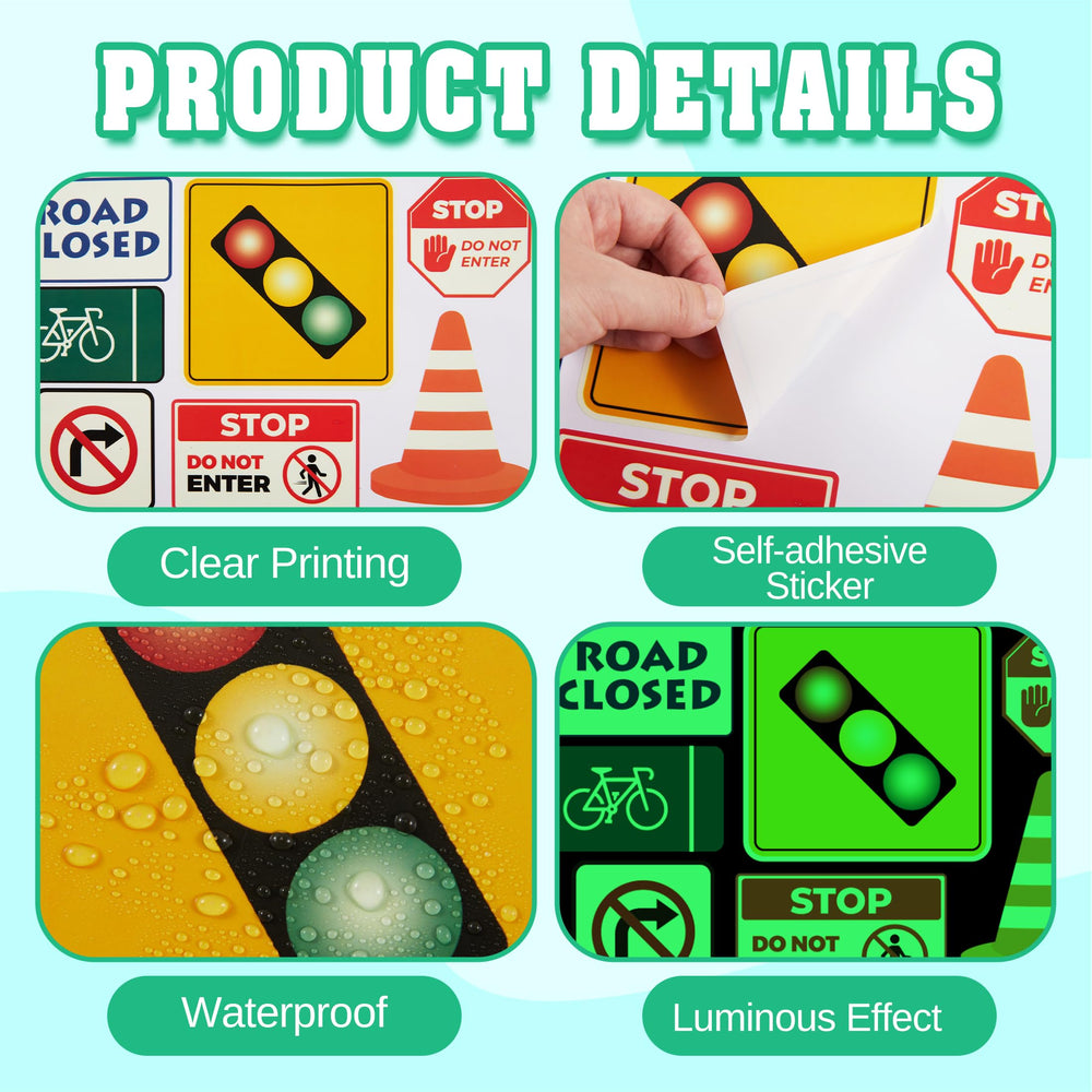 Robmoda no-turning sticker fosters imaginative roadway play in children.