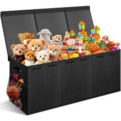 Rocamdo extra-large toy box with lids keeps living room clutter under control.