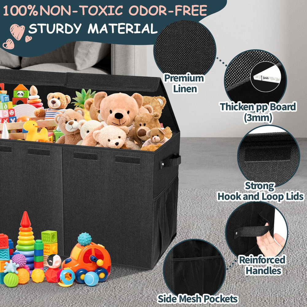 Rocamdo lid-closure system offers safe, gentle closing during busy playtime.